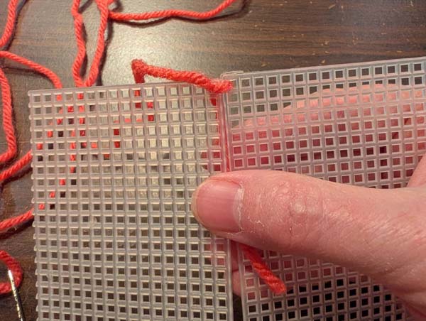 Plastic Canvas Whip Stitch 5 Pull Yarn through