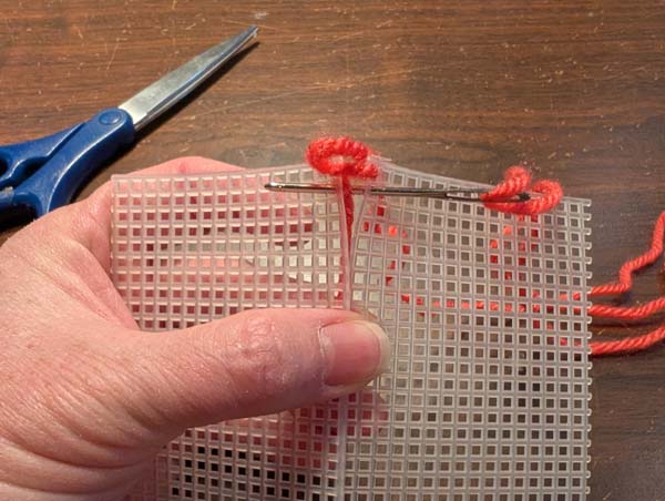 Plastic Canvas Whip Stitch 6 Stitch through next two holes