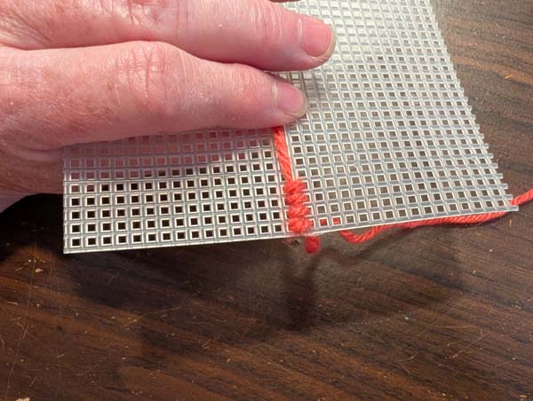 Plastic Canvas Whip Stitch 8 Showing back catching tail