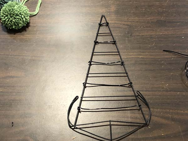 Pom pom Tree Wreath Form with Added Wires