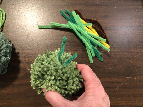 Pom pom Tree Wreath Pipe Cleaner Through Pom