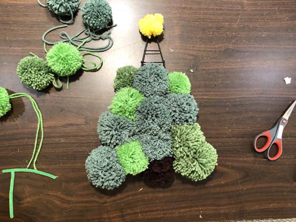 Pom pom Tree Wreath Poms on Wreath