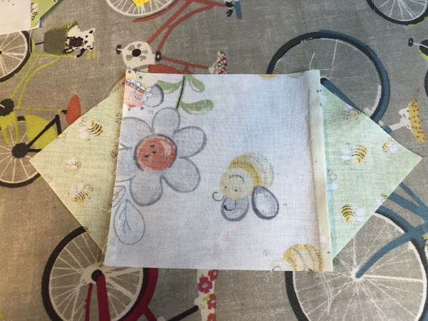 Propeller Block Inner Triangles Sewn Showing Back