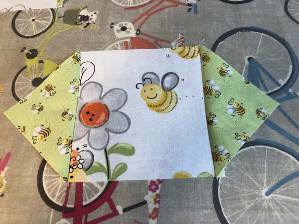 Propeller Block Two Inner Triangles Sewn