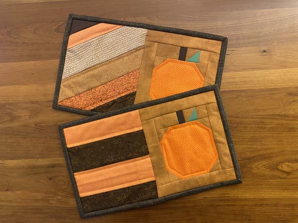 Pumpkin Mug Rug with Pieced Side Block