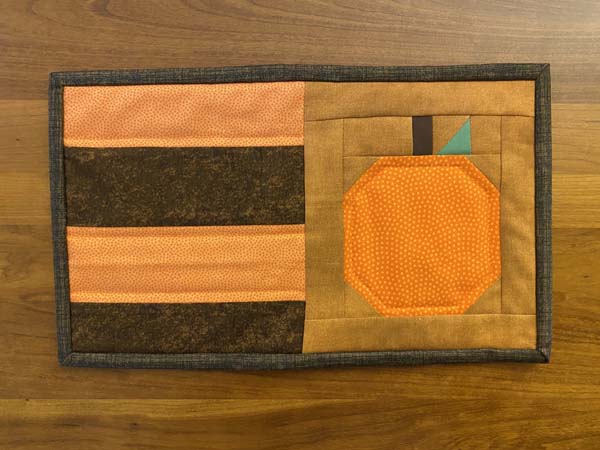 Pumpkin Mug Rug with Strips