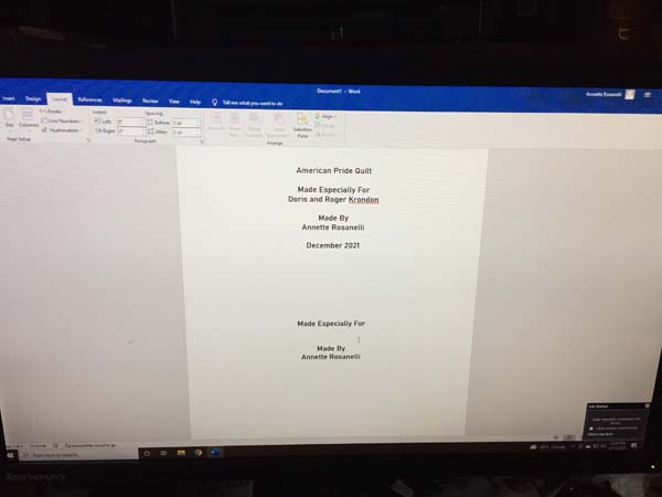 Quilt Label Tutorial Label in Document