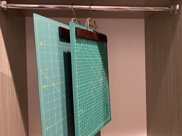 Quilters Mat hung in closet