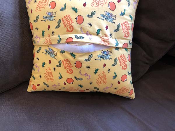 Reading Book Pillow showing velcro closure