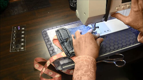 Recycled Jeans Pocket Bag Tutorial - Sew Opening Closed