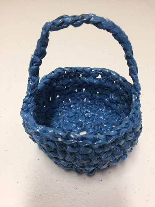 Recycled Plastic Bag Easter Baskets - Blue Basket