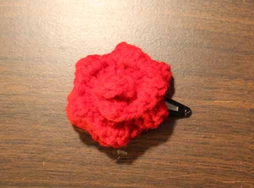Crocheted Rose Barrette