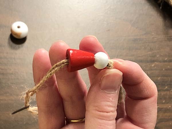 Santa yo yo ornament Puff and hat on twine