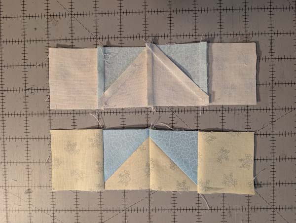 Sawtooth Star 27 Corners sewn and pressed