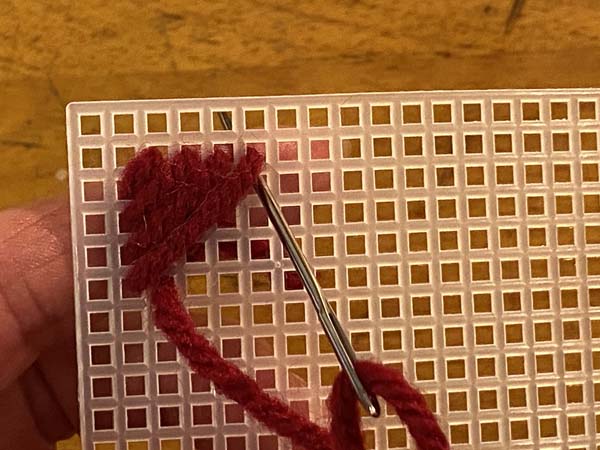 Scotch Stitch Mug Rug Needle Down Skip Two Holes