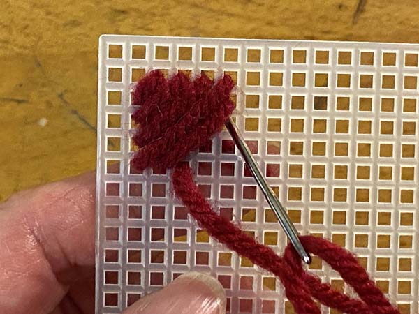 Scotch Stitch Mug Rug Make Second Decrease Stitch