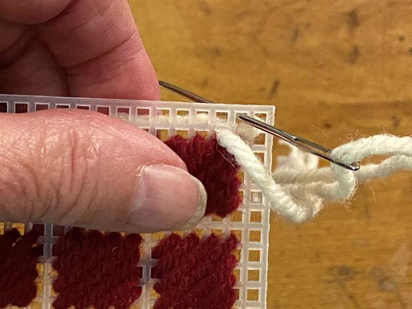 Scotch Stitch Mug Rug Continental Stitch Diagonal Hole