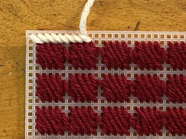 Scotch Stitch Mug Rug Continental Stitch Back of Canvas