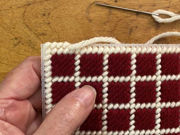 Scotch Stitch Mug Rug Overcast Stitch