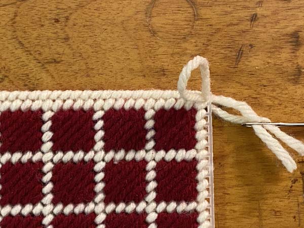 Scotch Stitch Mug Rug Fringe Loop