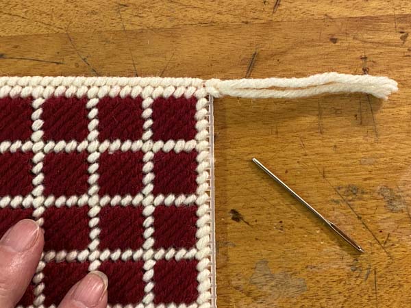 Scotch Stitch Mug Rug Fringe Attached