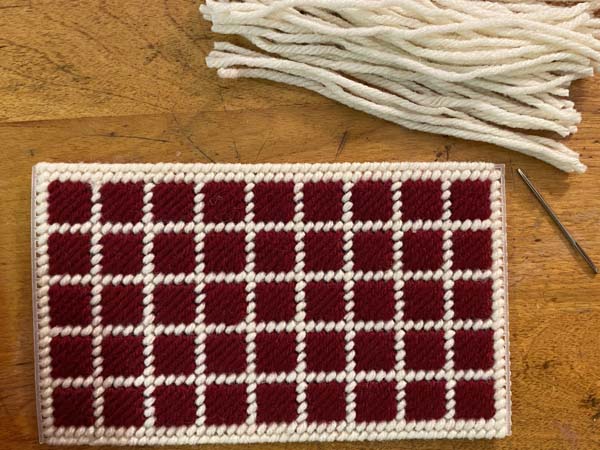 Scotch Stitch Mug Rug Fringe with Needle 