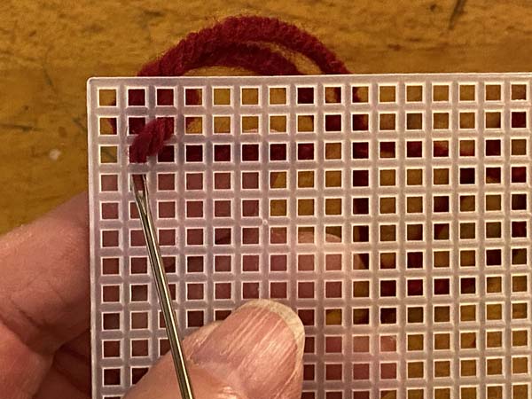 Scotch Stitch Mug Rug Start Second Stitch