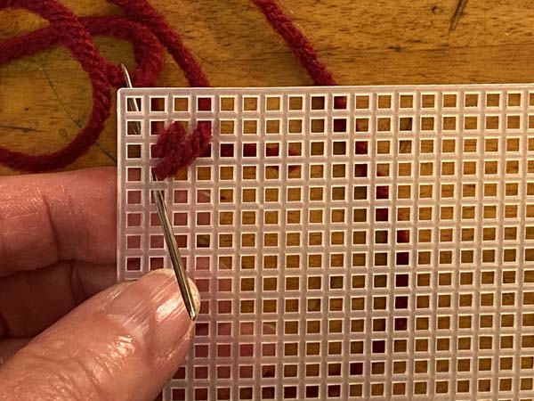 Scotch Stitch Mug Rug Start Third Stitch