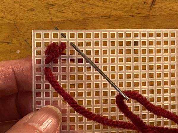 Scotch Stitch Mug Rug Skip Two Holes Needle Down