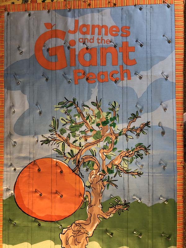 Scrappy Panel Quilt Layers Pinned Lines Marked