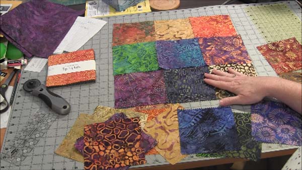 Scrappy Quilt Backing Quick Tip Pieces Laid Out