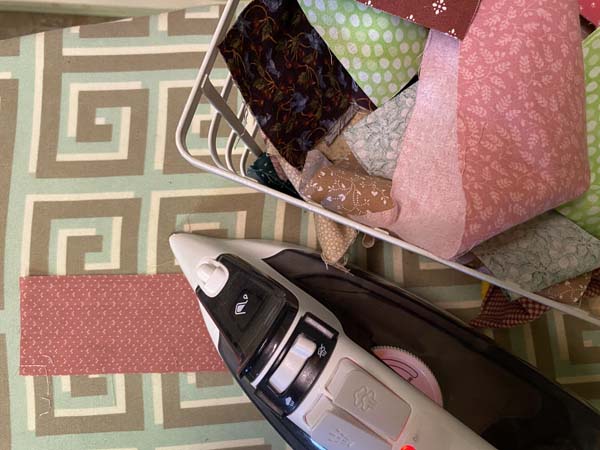 Scrappy Quilt Binding 3 Iron Scraps with Basket