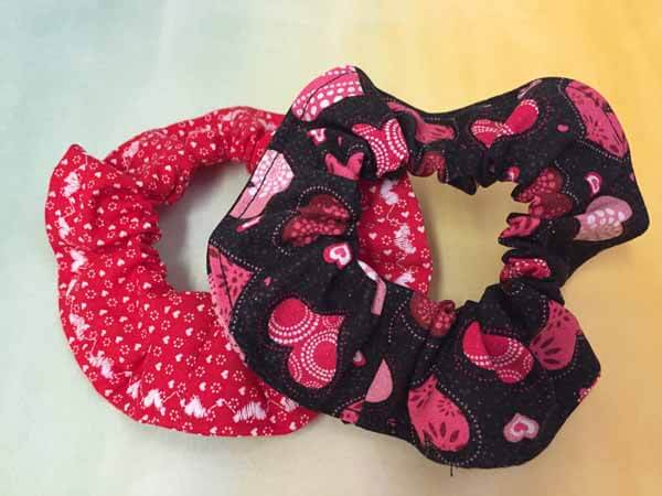 Hair Scrunchie Tutorial - Two Finished Scrunchies