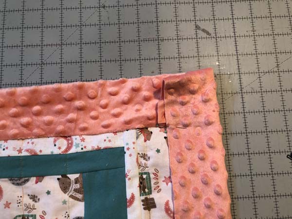 Self Bind Minky Blanket Mitered Corners Fold Corner Pin