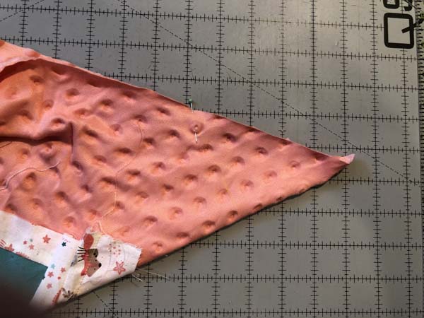 Self Bind Minky Blanket Mitered Corners Fold Together and Pin