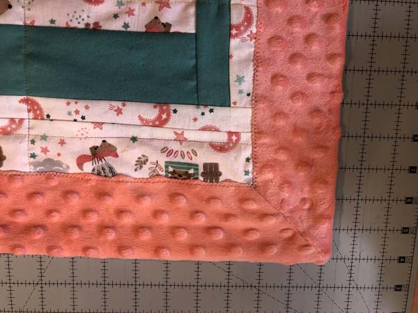 Self Bind Minky Blanket Mitered Corners Zig Zag Finish