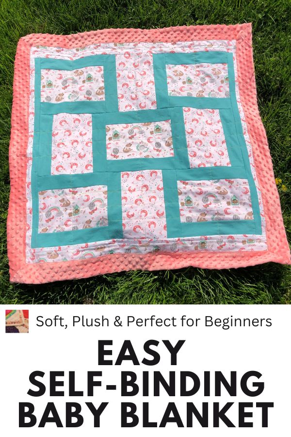 How to sew a Self Binding Baby Blanket - pin
