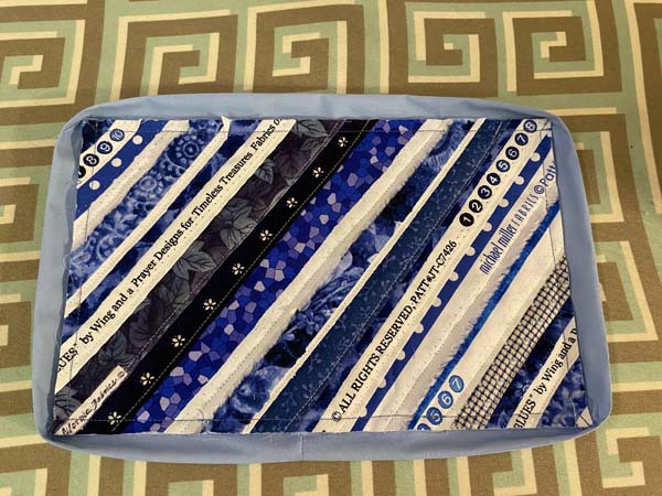 Selvage Mug Rug Wrap Binding to Front