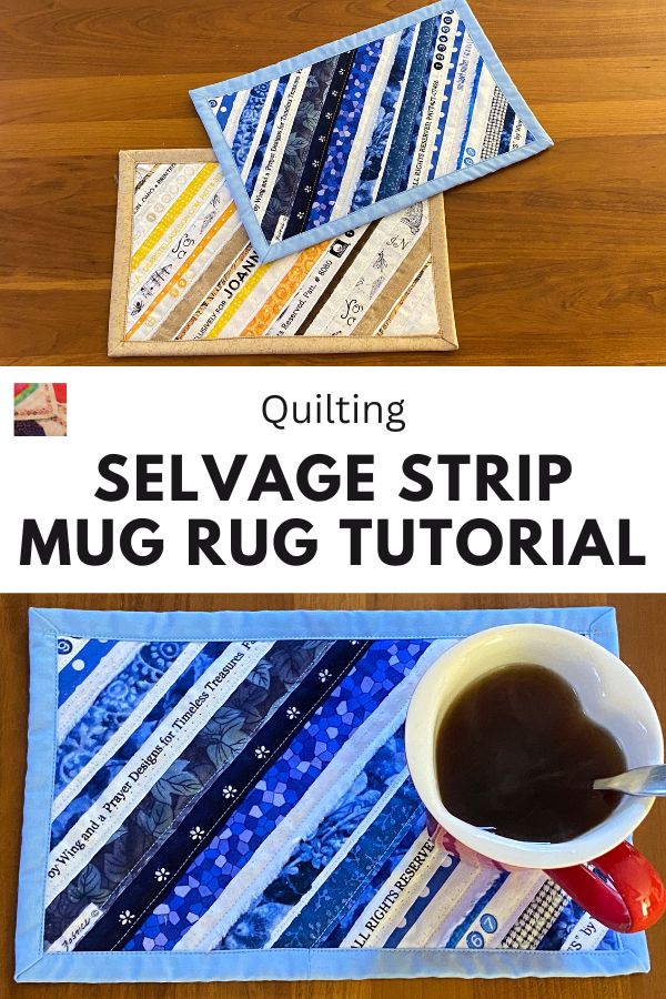 Selvage Strip Mug Rug Tutorial - pin