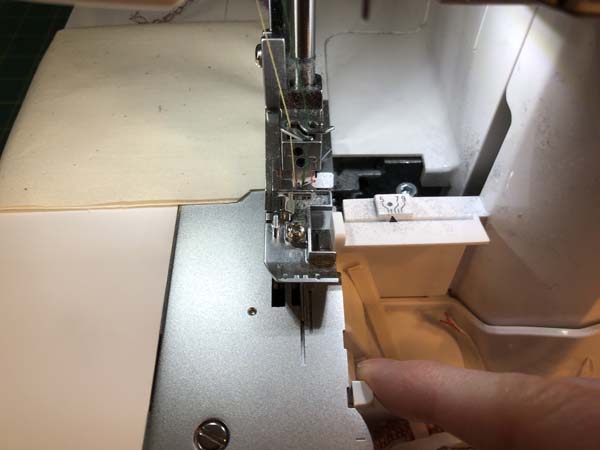 Serger Outside Corner with Seam allowance 6 Release Stitches