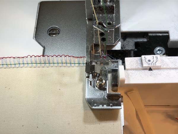 Serger Outside Corner with Seam allowance 8 Stitch Next Side