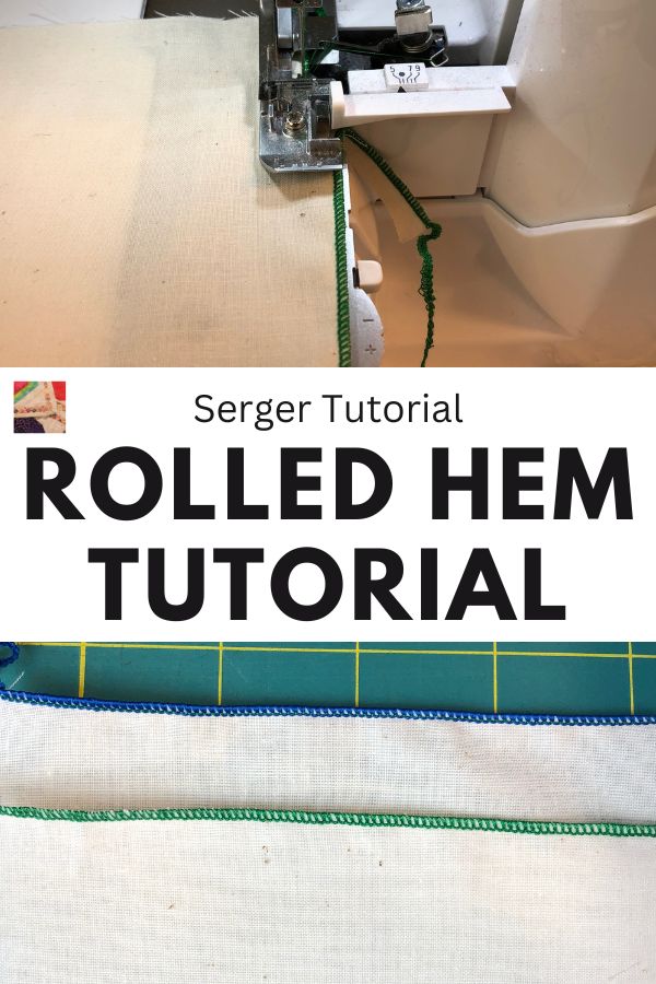 How to sew a Rolled Hem with a Serger - pin