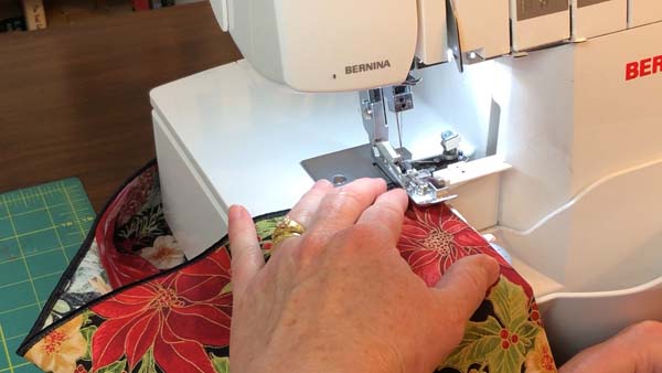 Sew a Napkin Fabric Turned and under foot