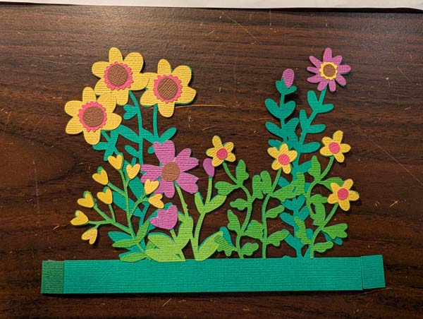 Sewing Machine Cricut Card Flower section finished