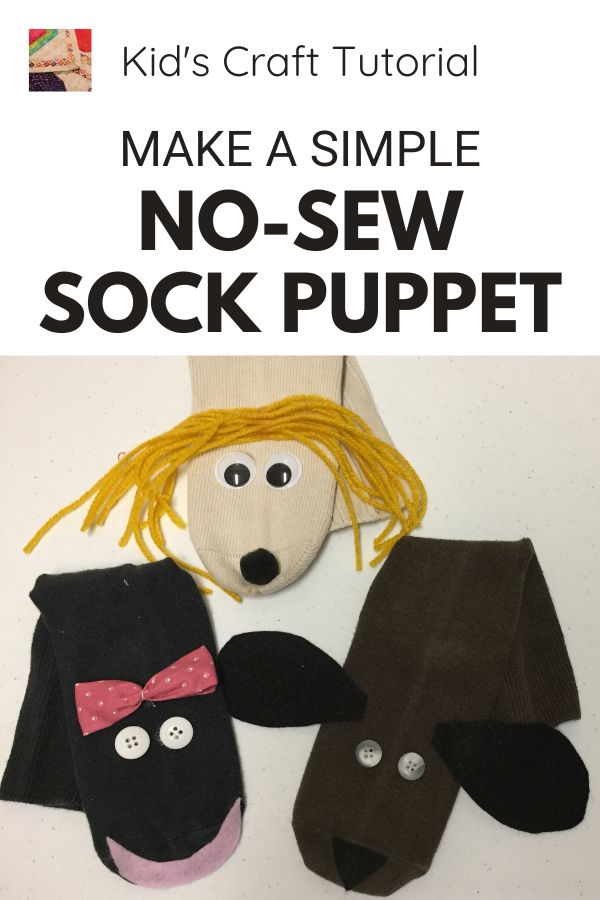 How to make a simple no-sew Sock Puppet Tutorial - pin