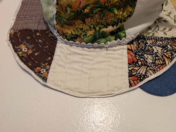 Slouchy Patchwork Witch Hat Closeup Hand Stitching 2