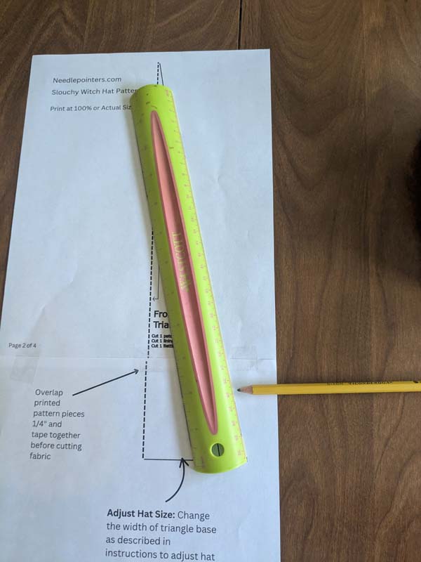 Slouchy Patchwork Witch Hat Drawing Line