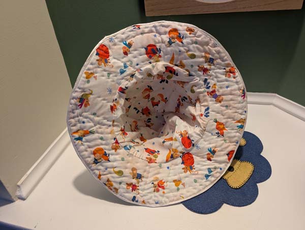 Slouchy Patchwork Witch Hat Finished Showing Underneath