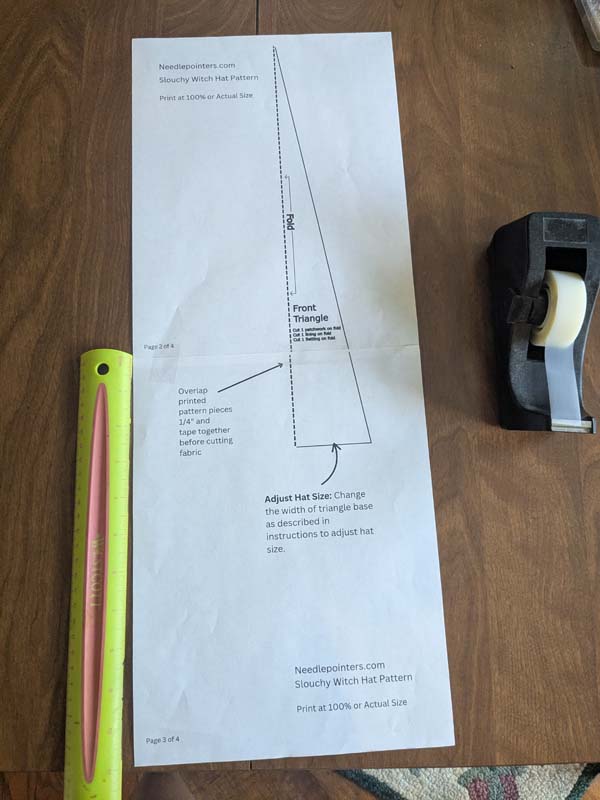 Slouchy Patchwork Witch Hat Front Triangle Taped