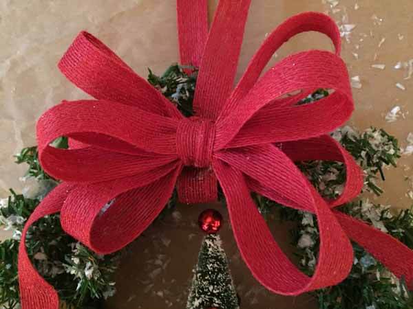 Snow Covered Winter Wreath Tutorial - Close Up Ribbon